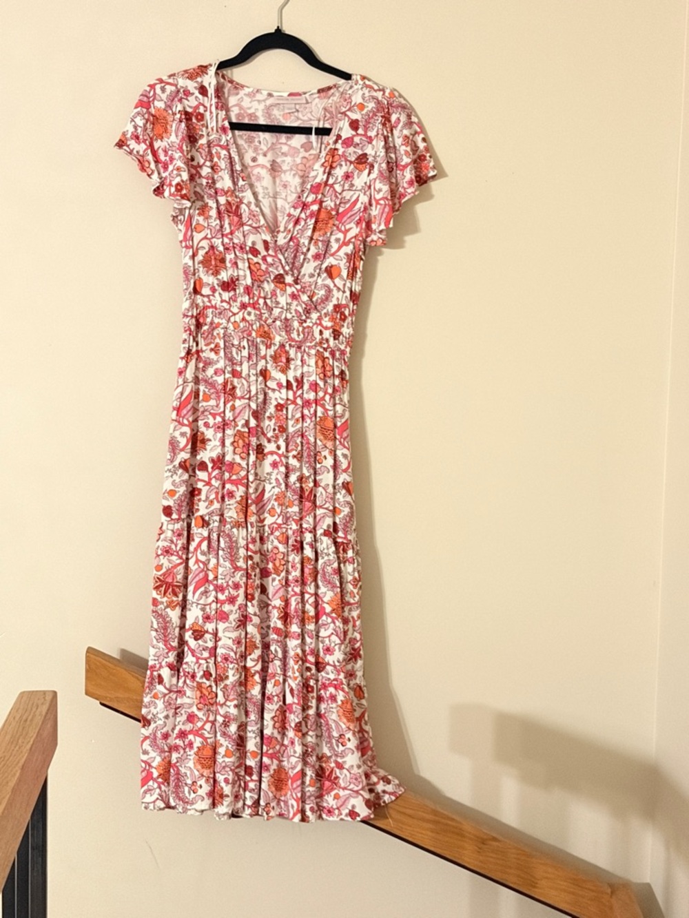 Knox Rose Coral & Pink Floral Wrap-Style Maxi Dress